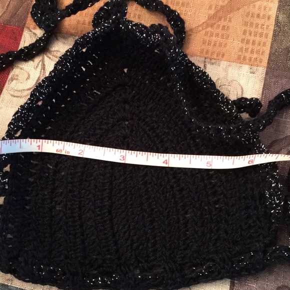 Black/Silver Knit Crochet Bikini top medium - Picture 7 of 8